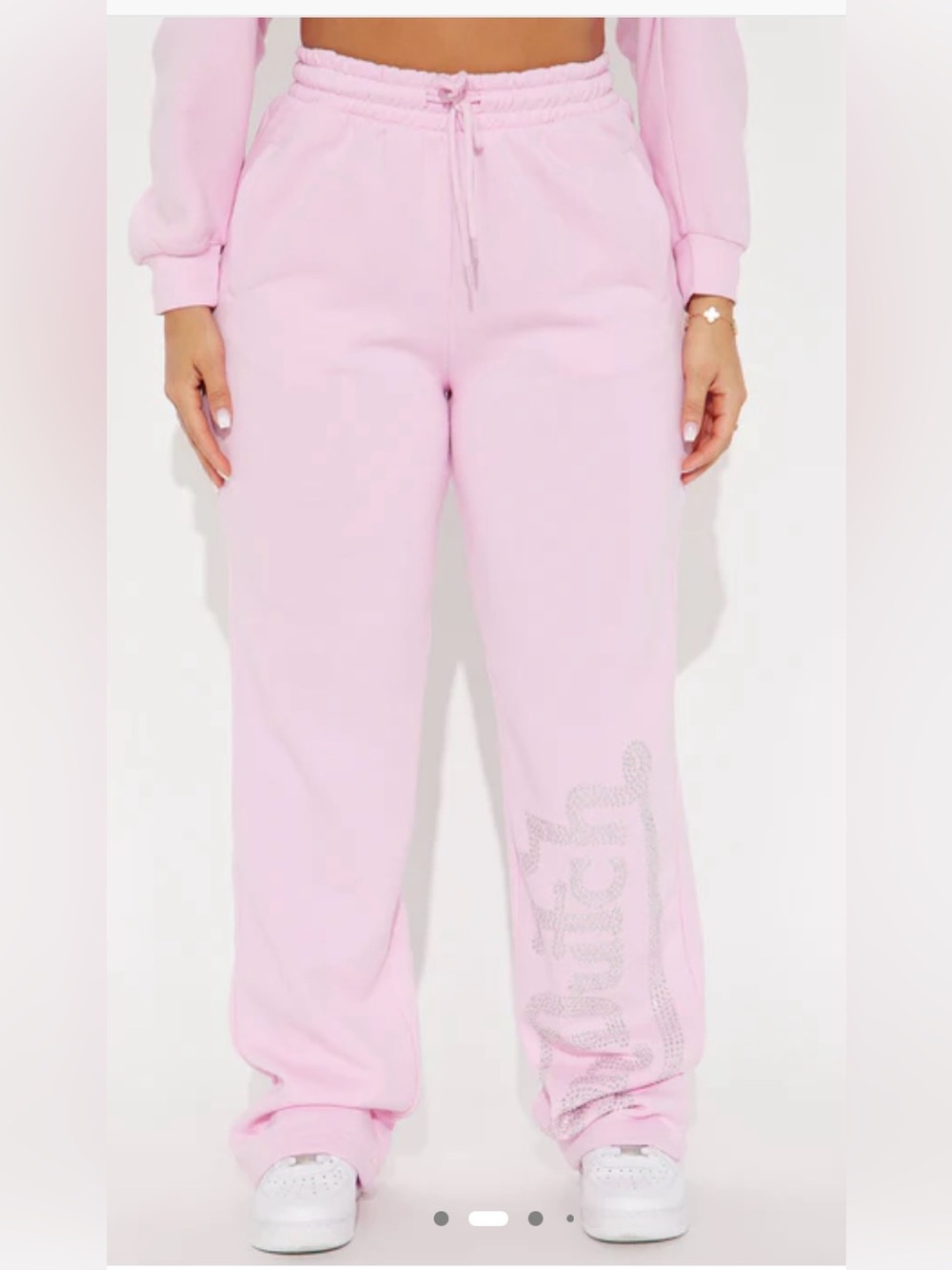 Von Dutch Rhinestone Wide Leg Pants Pink Sweatpants Womens Size 1X